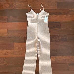 NWT LEITH Tan Adobe Molly Stripe Jumpsuit (size S)
